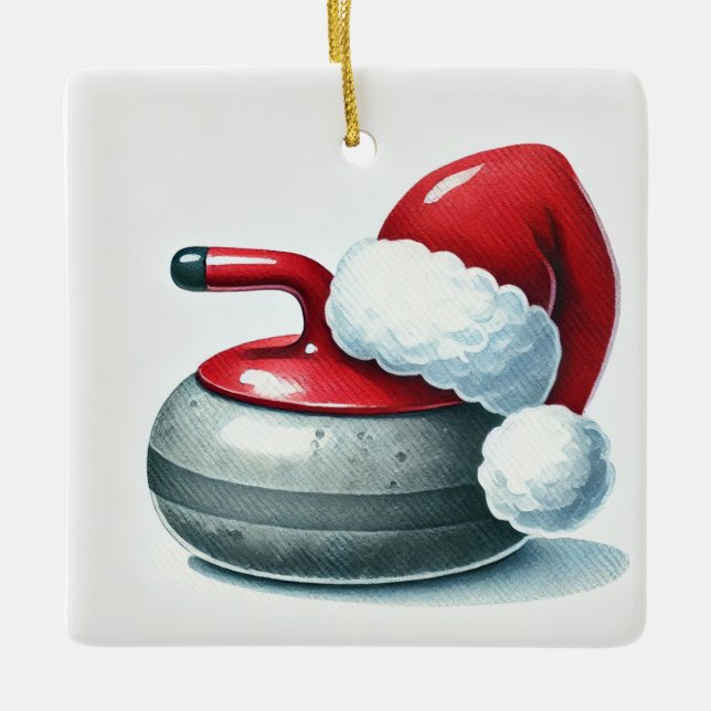 Personalized Santa's Favorite Curler  Ceramic Ornament (Front)