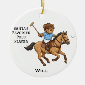 Personalized Santa's Favorite Horse Polo Teddy Ceramic Ornament