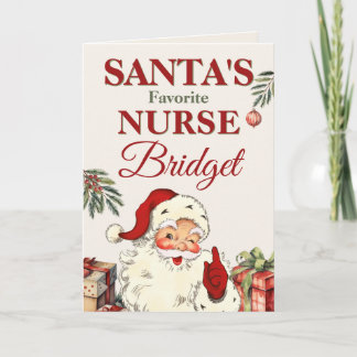 Personalized Santa's Favorite Nurse Christmas Card