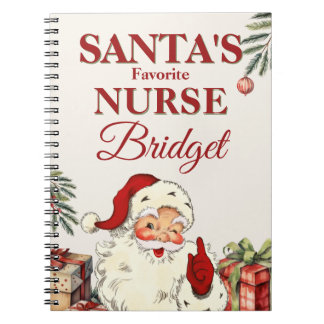 Personalized Santa's Favorite Nurse Christmas Notebook