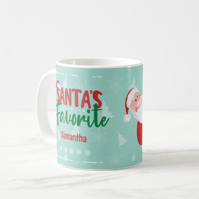 Personalized Santa's Favorite Photo Coffee Mug (Front Left)
