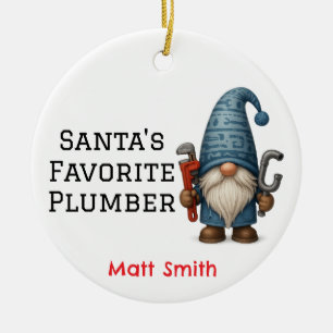 Personalized Santa's Favorite Plumber/Handyman Ceramic Ornament