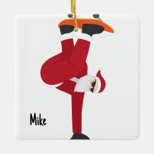 Personalized Santa's Favorite Skateboarder Ceramic Ornament