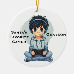 Personalized Santa's Favorite Video Gamer Ceramic Ornament