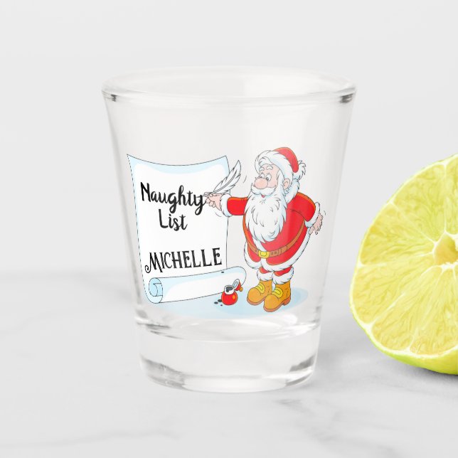 Personalized Santa's Naughty List Shot Glass (Front)