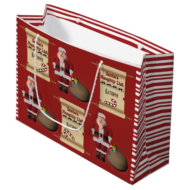 Personalized Santa's Naughty or Nice List Large Gift Bag (Front Angled)