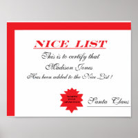 Personalized Santa's "Nice List" Certificate