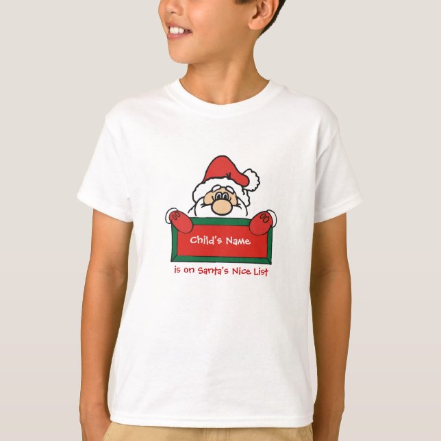 Personalized Santa's Nice List Shirt for Kids (Front)