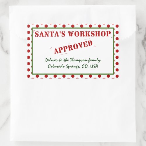 Personalized Santas Workshop Approved  Inspected Rectangular Sticker