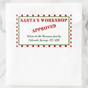 Personalized Santa's Workshop Approved & Inspected Rectangular Sticker