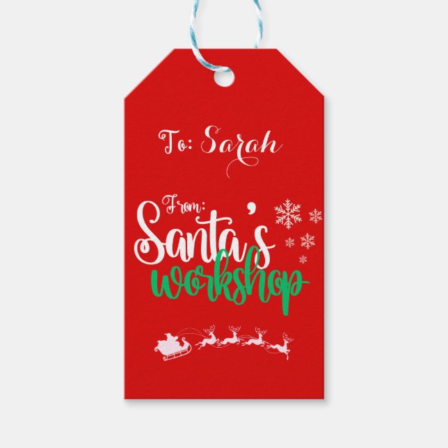 Personalized Santa's Workshop Gift Tag (Front)