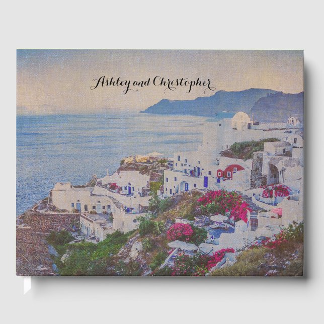 Personalized Santorini Greece Wedding Guestbook (Front)