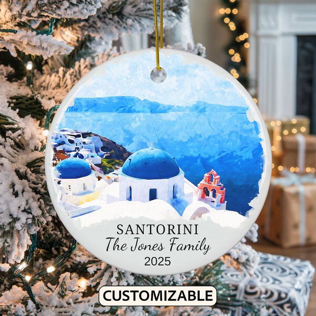 Personalized Santorini Ornament, Greece Ceramic Ornament (Creator Uploaded)