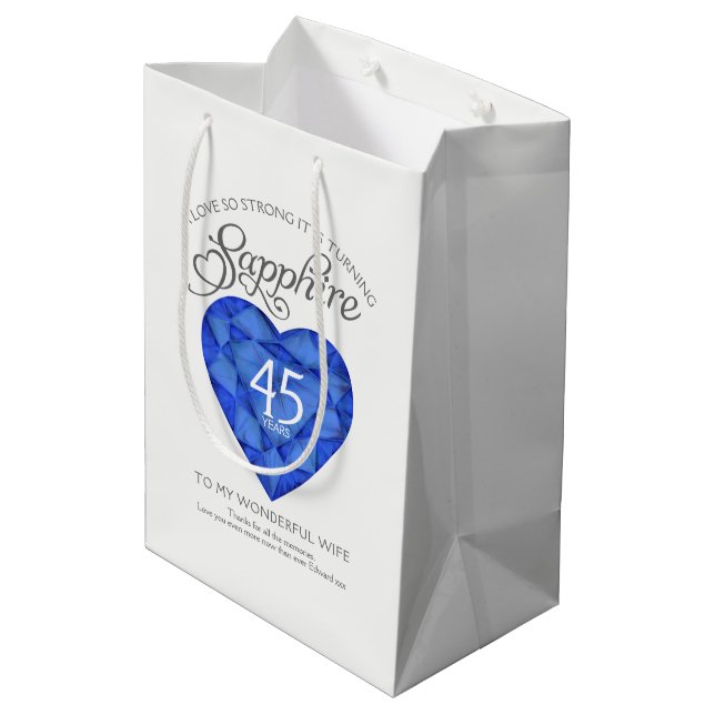 Personalized Sapphire 45th anniversary jewel bag (Back Angled)