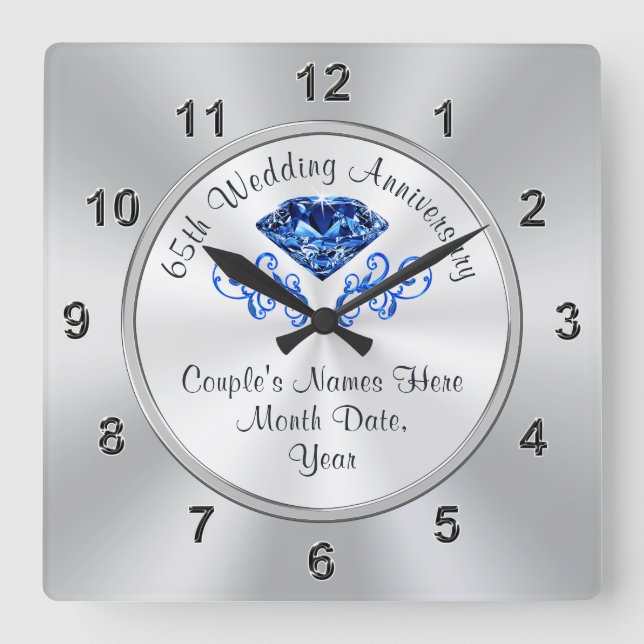 Personalized Sapphire 65th Anniversary Gifts CLOCK (Front)