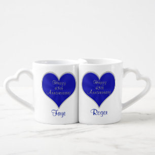 PERSONALIZED Sapphire Heart 45th Anniversary MUGS
