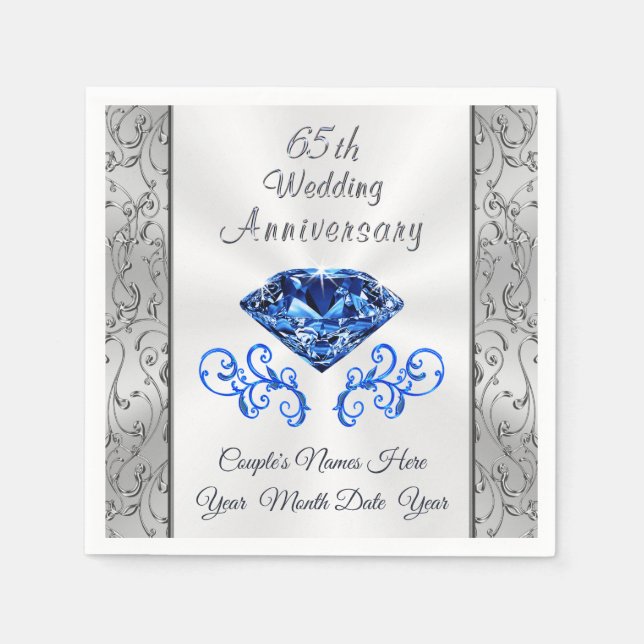 Personalized Sapphire Wedding Anniversary Napkins (Front)