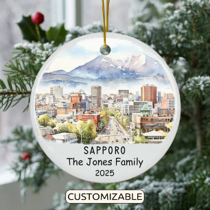 Personalized Sapporo Ornament, Japan Ceramic Ornament