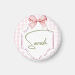 Personalized Sarah Baby Girl Nursery Bow&amp;Gingham Magnet