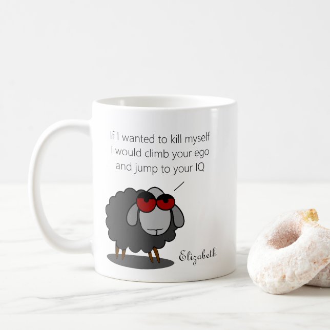 Personalized Sarcasm Funny IQ Humor Witty Joke Coffee Mug (With Donut)