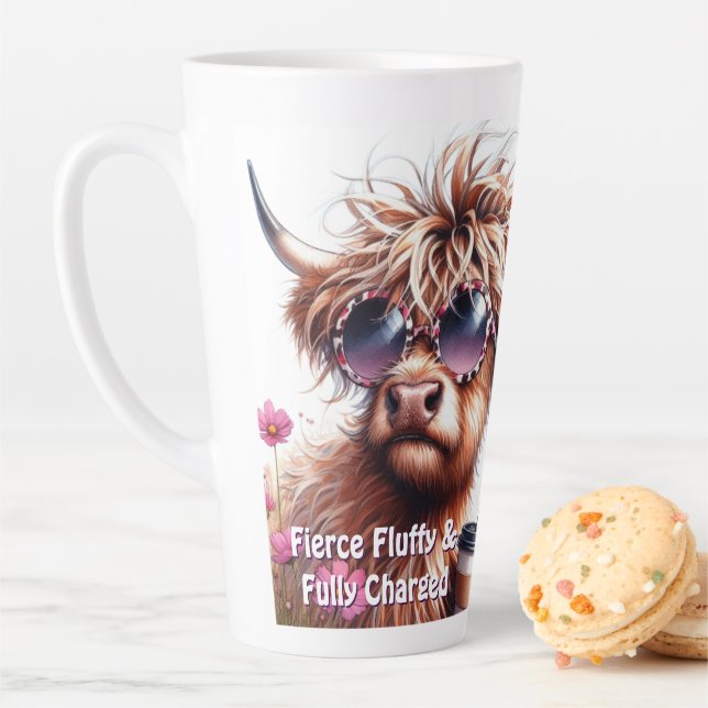 Personalized Sassy Highland Cow Latte Mug (In Situ)
