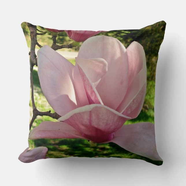 Personalized Saucer Magnolia Blossom  Throw Pillow (Front)