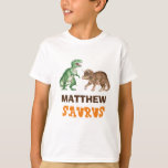 Personalized Saurus T Shirt<br><div class="desc">Celebrate the ultimate dinosaur t shirt with our exclusive "Personalized Saurus" t-shirt! Perfect for,  birthdays,  or just because,  this fun and stylish shirt is designed for the kids of the family.</div>