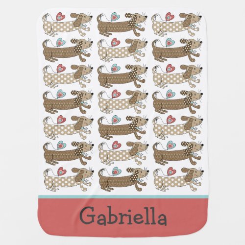 Personalized Sausage Dog Dachshund Baby Blanket