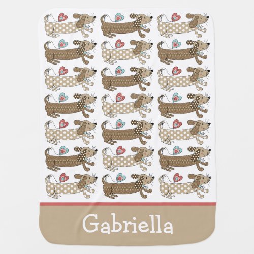 Personalized Sausage Dog Dachshund Baby Blanket