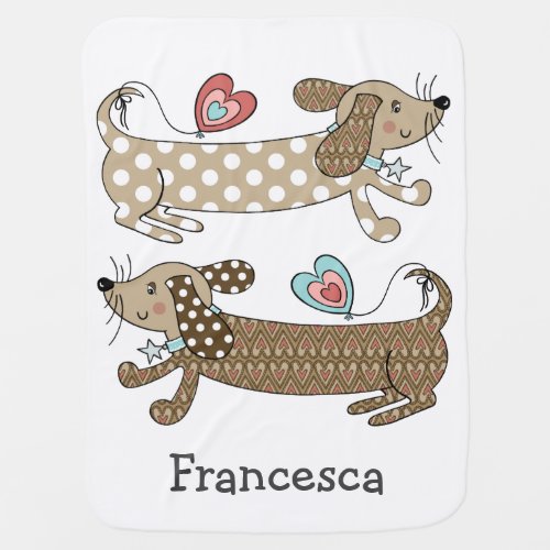 Personalized Sausage Dog Dachshund Baby Blanket