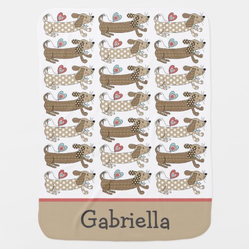 Personalized Sausage Dog Dachshund Baby Blanket