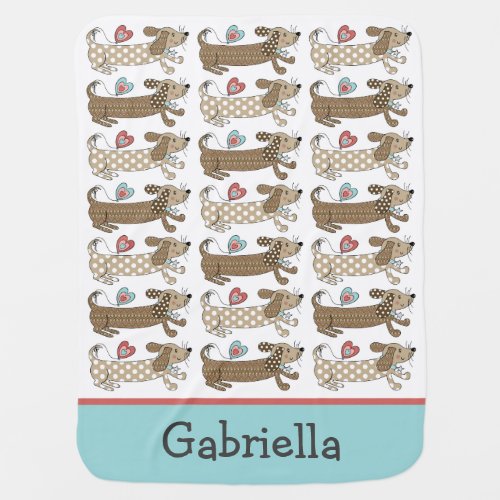 Personalized Sausage Dog Dachshund Baby Blanket