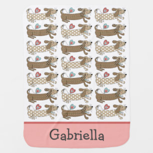 Personalized Sausage Dog Dachshund Baby Blanket