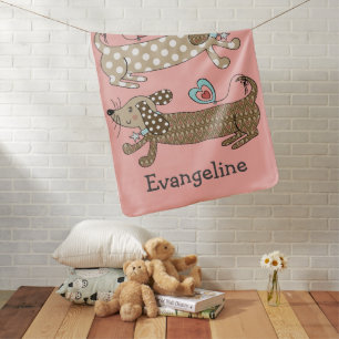Personalized Sausage Dog Dachshund Baby Blanket