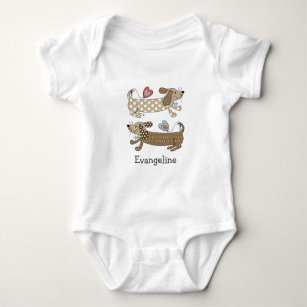 Personalized Sausage Dog Dachshund Baby Bodysuit