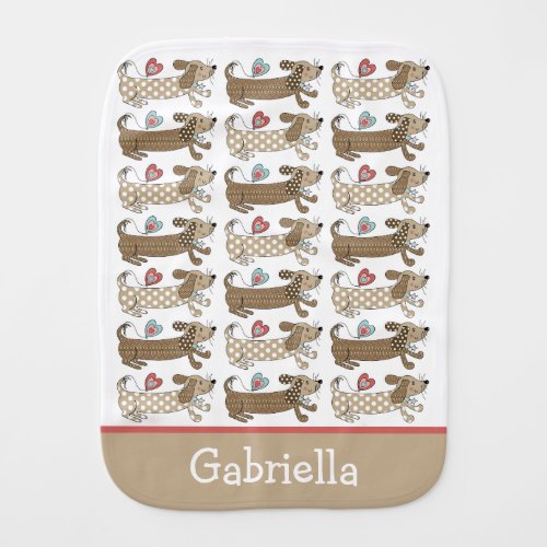 Personalized Sausage Dog Dachshund Baby Burp Cloth