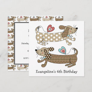Personalized Sausage Dog Dachshund Birthday Invite