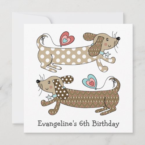 Personalized Sausage Dog Dachshund Birthday Invite