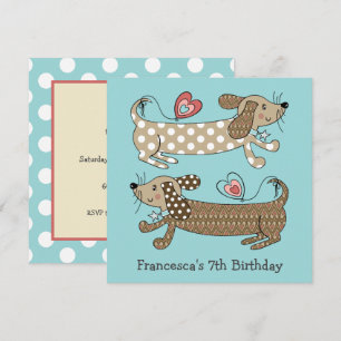 Personalized Sausage Dog Dachshund Birthday Invite