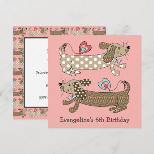 Personalized Sausage Dog Dachshund Birthday Invite