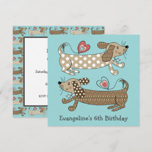 Personalized Sausage Dog Dachshund Birthday Invite