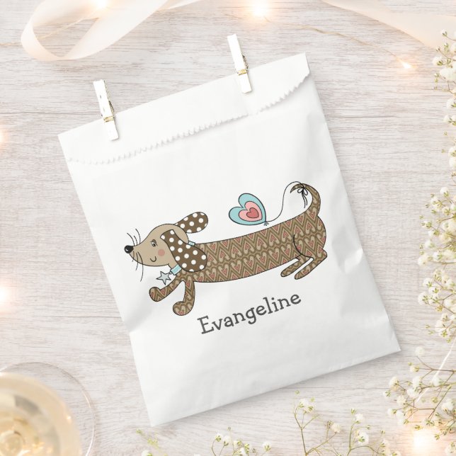 Personalized Sausage Dog Dachshund  Favor Bag (Clipped)