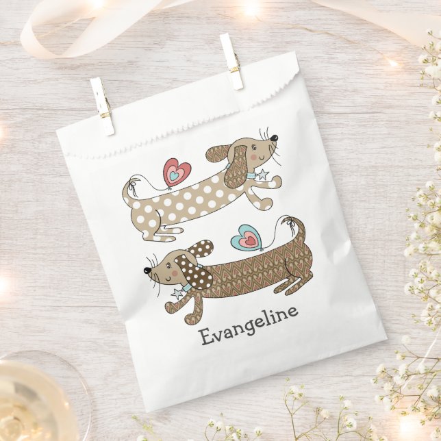 Personalized Sausage Dog Dachshund  Favor Bag (Clipped)
