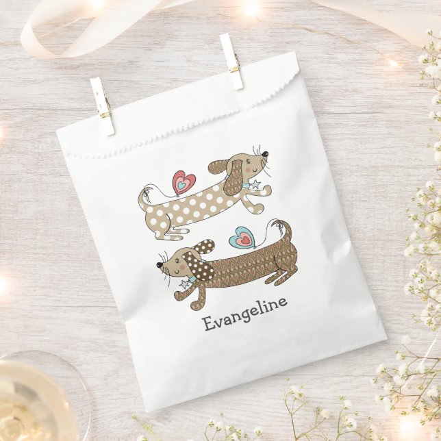 Personalized Sausage Dog Dachshund  Favor Bag (Clipped)
