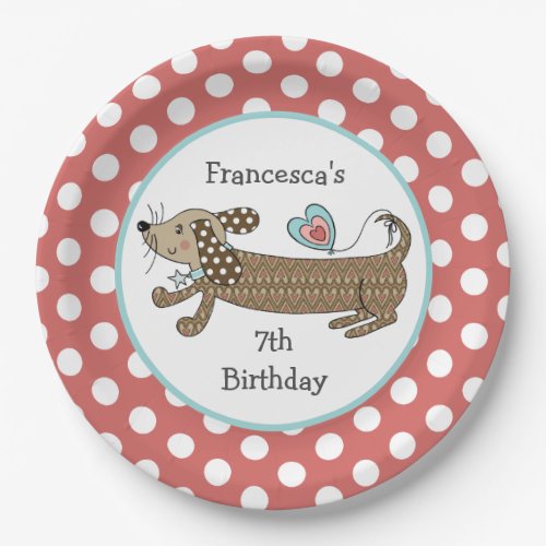 Personalized Sausage Dog Dachshund Party Paper Plates