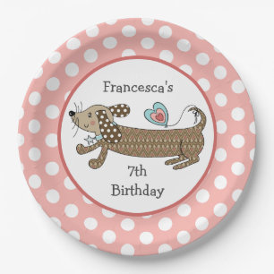 Personalized Sausage Dog Dachshund Party Paper Plates