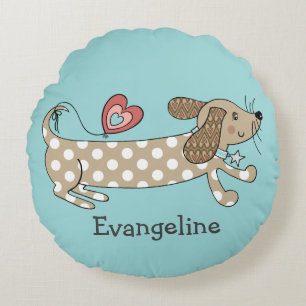 Personalized Sausage Dog Dachshund Round Cushion