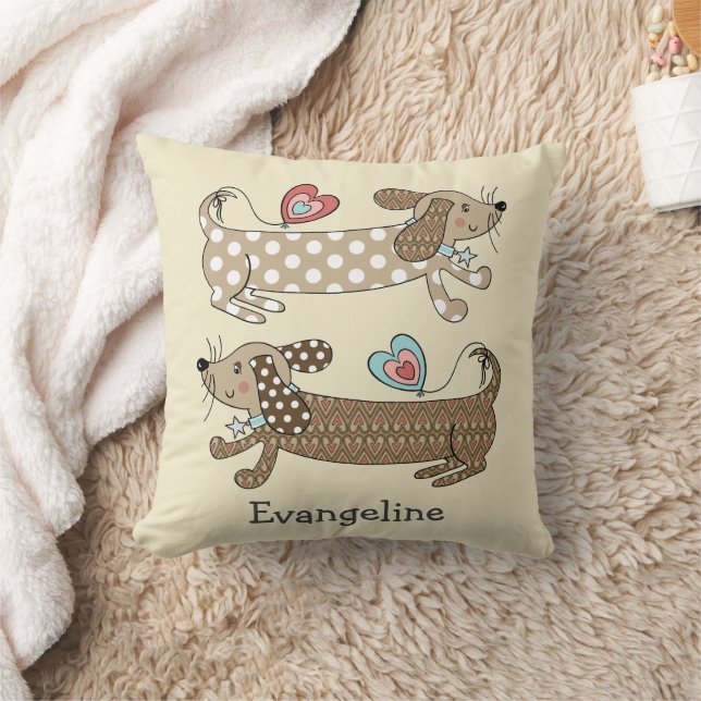Personalized Sausage Dog Dachshund Throw Cushion (Blanket)
