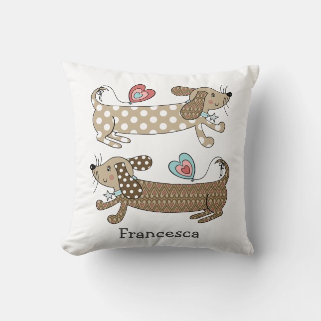 Personalized Sausage Dog Dachshund Throw Cushion (Front)