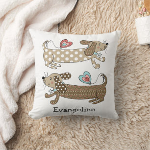 Personalized Sausage Dog Dachshund Throw Cushion